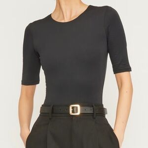 Everlane The Short-Sleeve Crew Neck Bodysuit (Thong) - Black